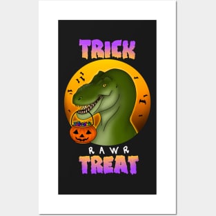 Trick Rawr Treat Halloween T. rex Posters and Art